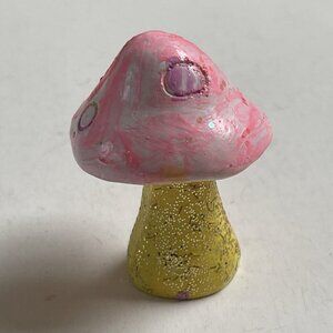 Handcrafted Pink Yellow Mushroom